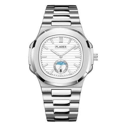 Premium Waterproof Quartz Watch with stainless steel case, mineral glass face, and quartz movement for reliable timekeeping