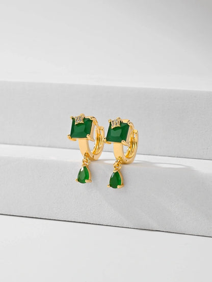 Copper-plated gold fashion earrings with water droplet design in various colours