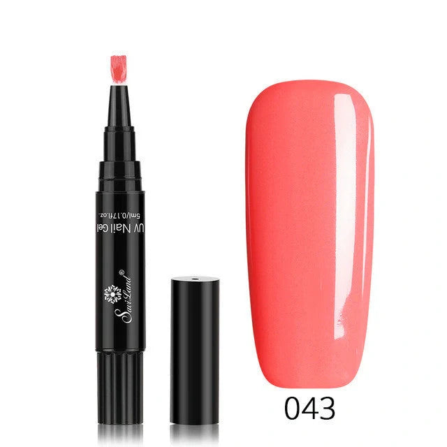 3-in-1 Gel Nail Varnish Pen with Glitter for easy one-step nail art