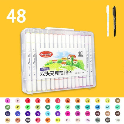 Master Double-headed Marker Art Brush Painting Set Oily 48-color for animation