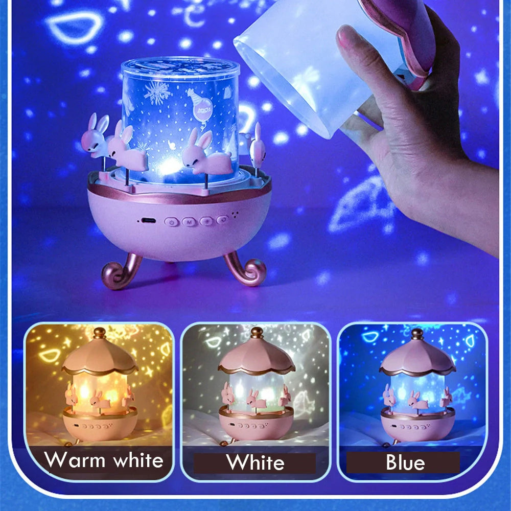 USB rechargeable space rotation night light projector for kids room with 12 films