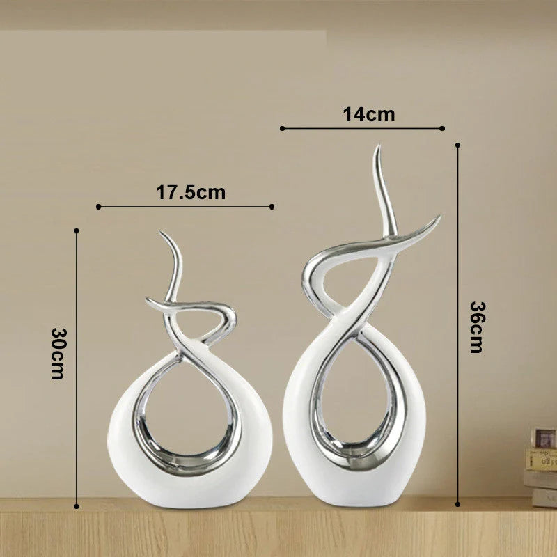 Modern minimalist white porcelain electroplated ceramic ornament for TV cabinet