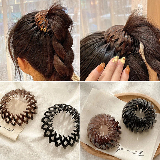 Elegant hair circle accessory with flexible design and teeth for creating stylish ponytails