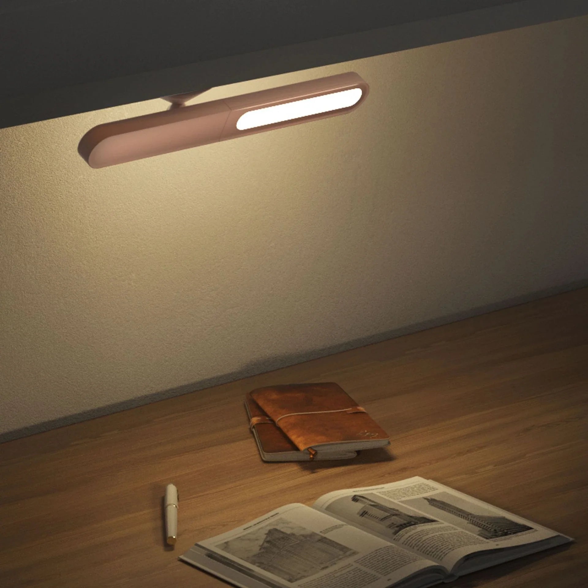 Elegant wireless reading lamp with geometric design, touch controls, and USB charging for versatile home lighting