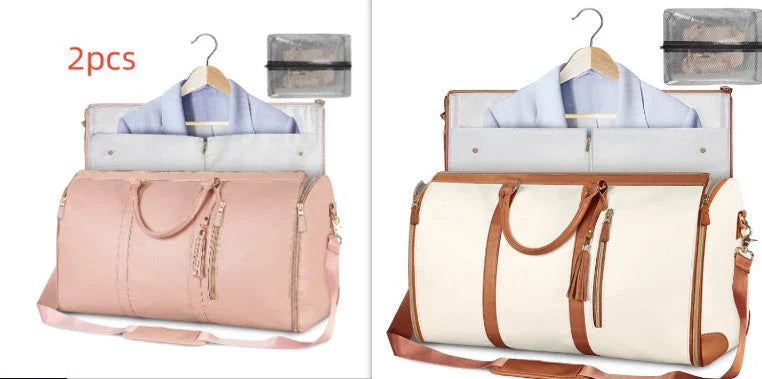 Versatile travel duffel bag for women with waterproof and foldable design, available in various color options