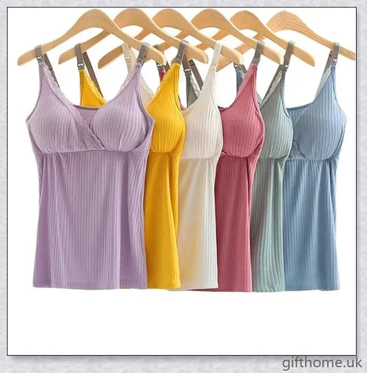 Comfortable and stylish breast feeding vest with cross-elastic bra for nursing mothers