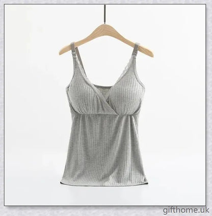 Comfortable and stylish breast feeding vest with cross-elastic bra for nursing mothers