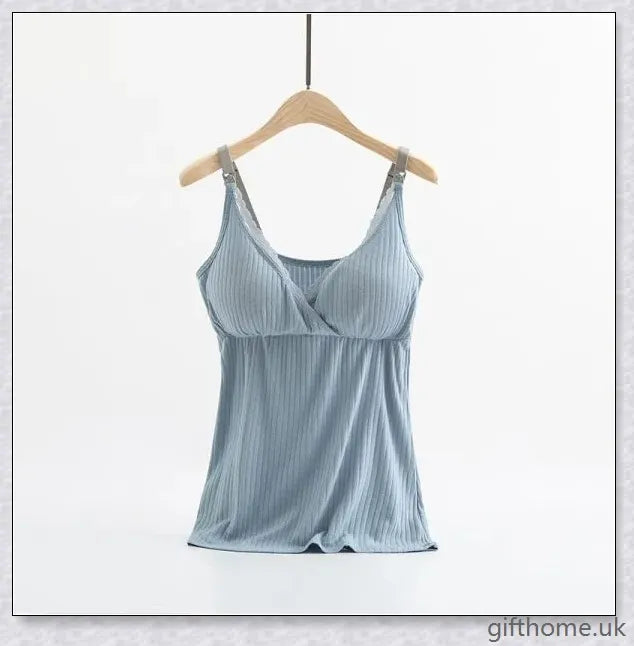 Comfortable and stylish breast feeding vest with cross-elastic bra for nursing mothers