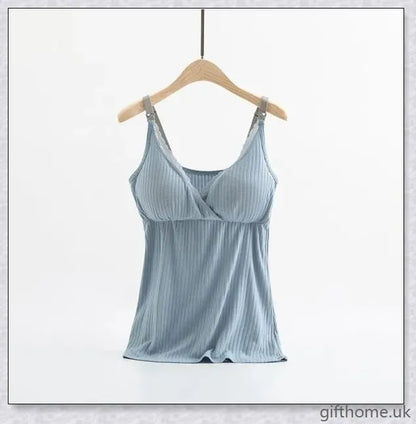 Comfortable and stylish breast feeding vest with cross-elastic bra for nursing mothers