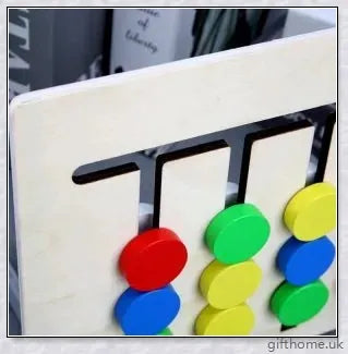 Educational Montessori Toy made of solid wood with a colour and fruit matching maze, designed to develop cognitive skills in children