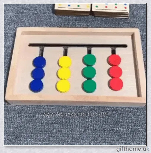 Educational Montessori Toy made of solid wood with a colour and fruit matching maze, designed to develop cognitive skills in children