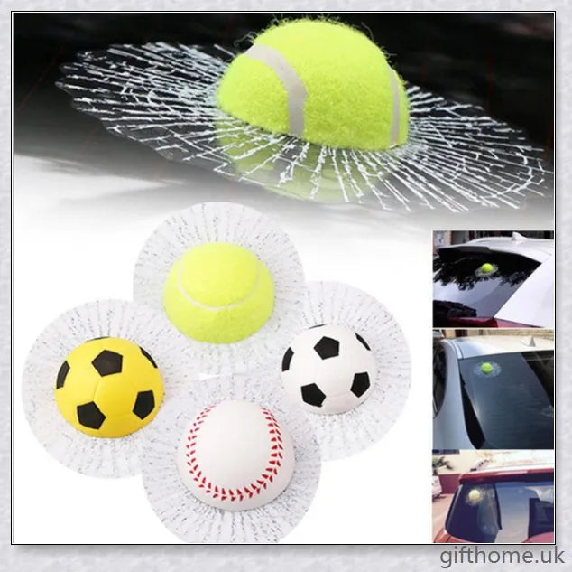 A vibrant 3D sticker featuring a combination of football, basketball, tennis, and baseball motifs for adding a playful touch to any surface.