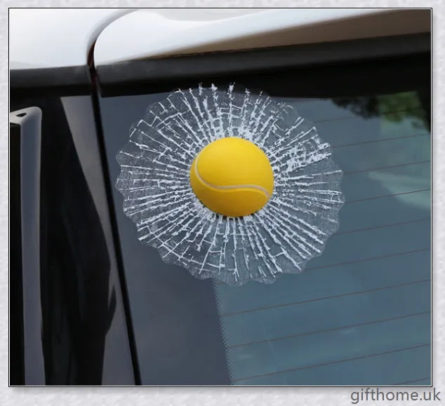 A vibrant 3D sticker featuring a combination of football, basketball, tennis, and baseball motifs for adding a playful touch to any surface.