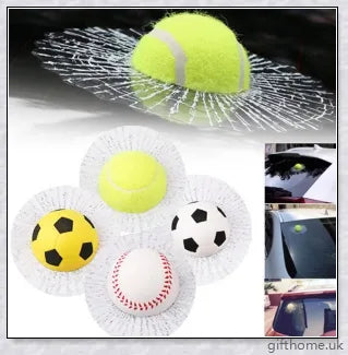 A vibrant 3D sticker featuring a combination of football, basketball, tennis, and baseball motifs for adding a playful touch to any surface.