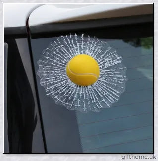 A vibrant 3D sticker featuring a combination of football, basketball, tennis, and baseball motifs for adding a playful touch to any surface.