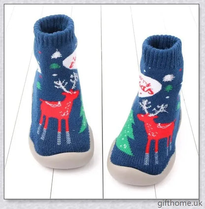 Soft-soled thickened anti-drop Christmas-themed shoes for babies and toddlers