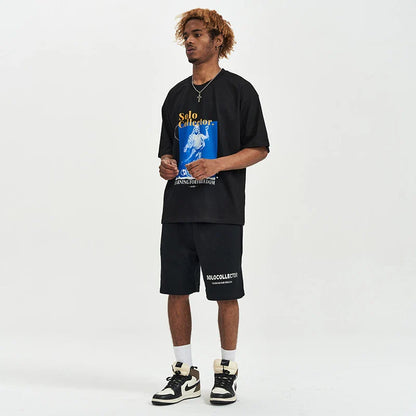 Fashionable summer t-shirt for men in a relaxed, cotton fabric with a stylish letter print