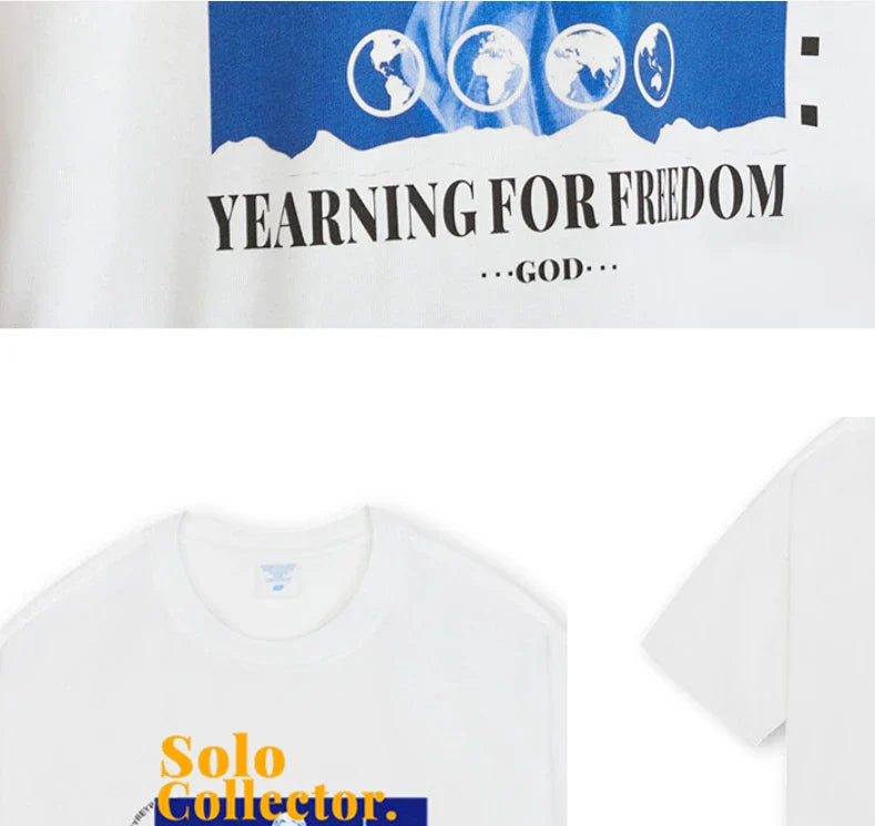 Fashionable summer t-shirt for men in a relaxed, cotton fabric with a stylish letter print