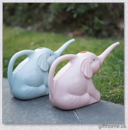Elephant-shaped watering can in various vibrant colours, perfect for gardening and lawn care