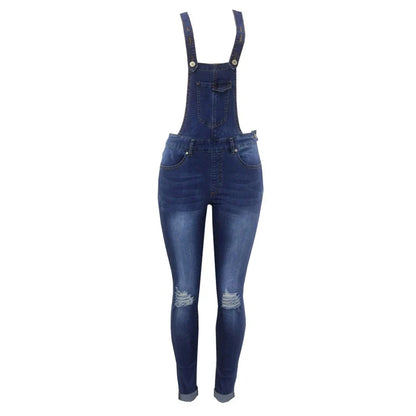 A pair of premium bib jeans with adjustable straps, crafted from high-quality cotton for exceptional comfort and style.