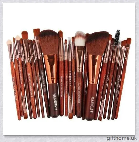 22-piece set of high-quality cosmetic makeup brushes with soft, silky bristles and long, easy-grip handles for flawless application