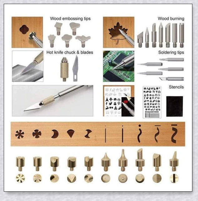 Premium wood-burning set with adjustable temperature, variety of tips, and storage case for crafters to create artistic pyrography designs