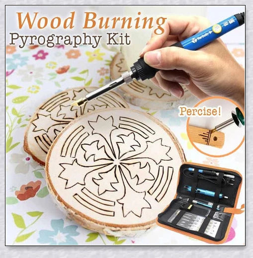 Premium wood-burning set with adjustable temperature, variety of tips, and storage case for crafters to create artistic pyrography designs