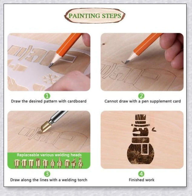 Premium wood-burning set with adjustable temperature, variety of tips, and storage case for crafters to create artistic pyrography designs