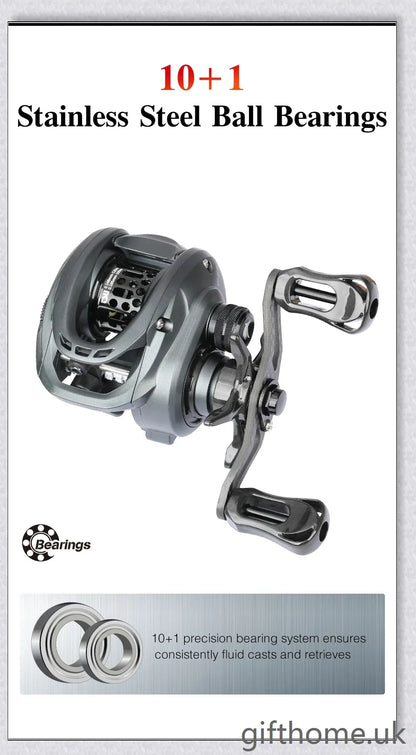 Lightweight, high-performance baitcasting reel with advanced features for precise control and long-distance casting