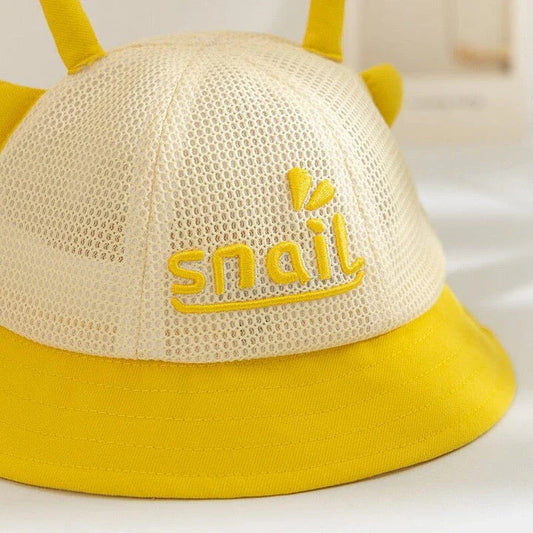A blue cotton baby bucket hat with a solid colour design to protect your child from harmful UV rays.
