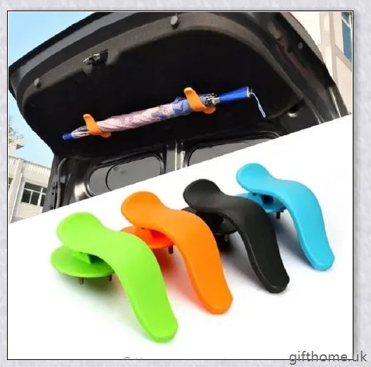 A sleek and durable umbrella clip designed to be installed in the trunk of a car, providing secure storage for the driver's umbrella.