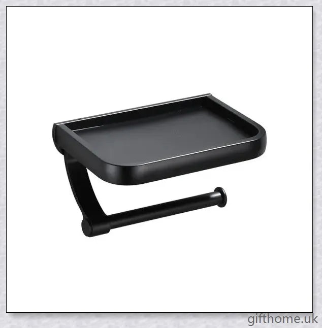 Premium aluminium bathroom toilet paper holder in black with a modern, minimalist design