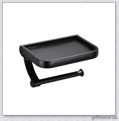 Premium aluminium bathroom toilet paper holder in black with a modern, minimalist design