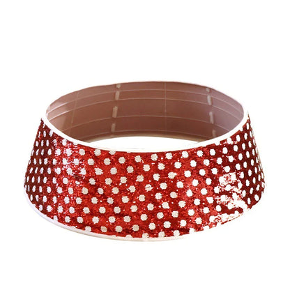 Creative Home Christmas Sequins Tree Skirt with shimmering red and white polka dot sequins