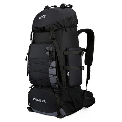 Men's Outdoor Hiking Bag with 90L large capacity, featuring a durable polyester construction and cover-type opening for easy access to your gear.
