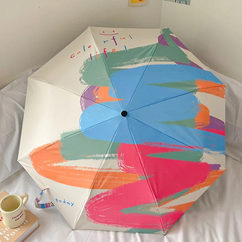 Compact UV protection mini travel umbrella with folding design and vinyl coating for durability and portability
