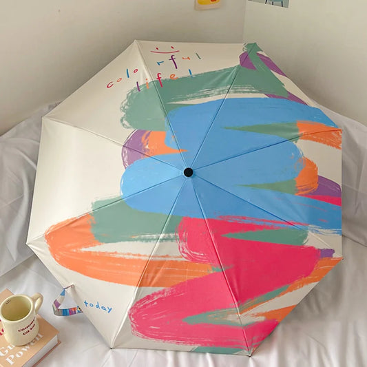 Compact UV protection mini travel umbrella with folding design and vinyl coating for durability and portability