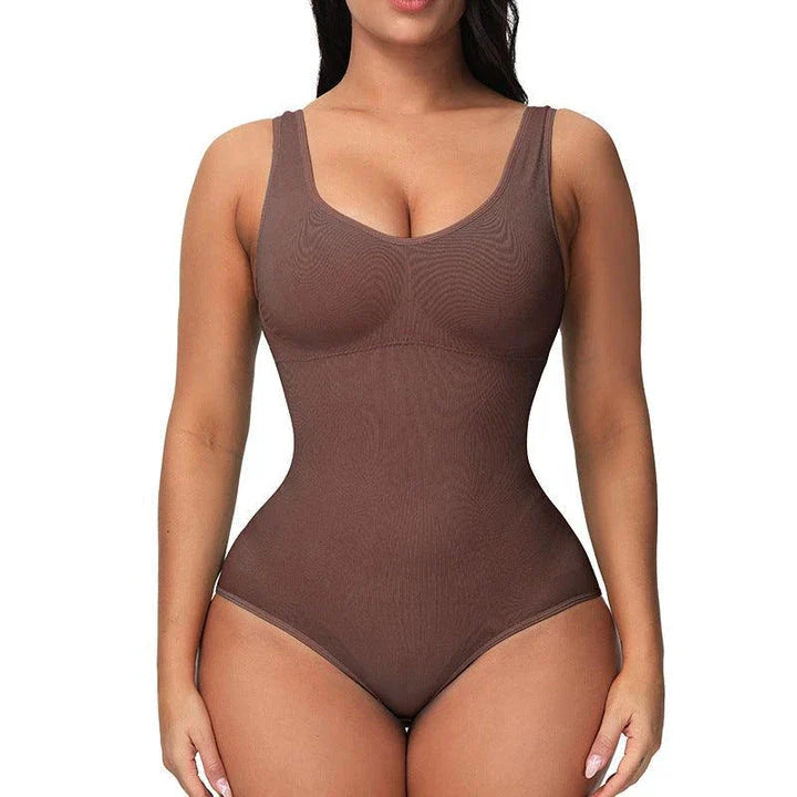 A seamless, one-piece bodysuit with a corset-inspired design to sculpt and flatter the figure.