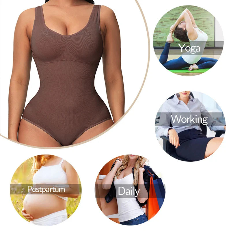 A seamless, one-piece bodysuit with a corset-inspired design to sculpt and flatter the figure.