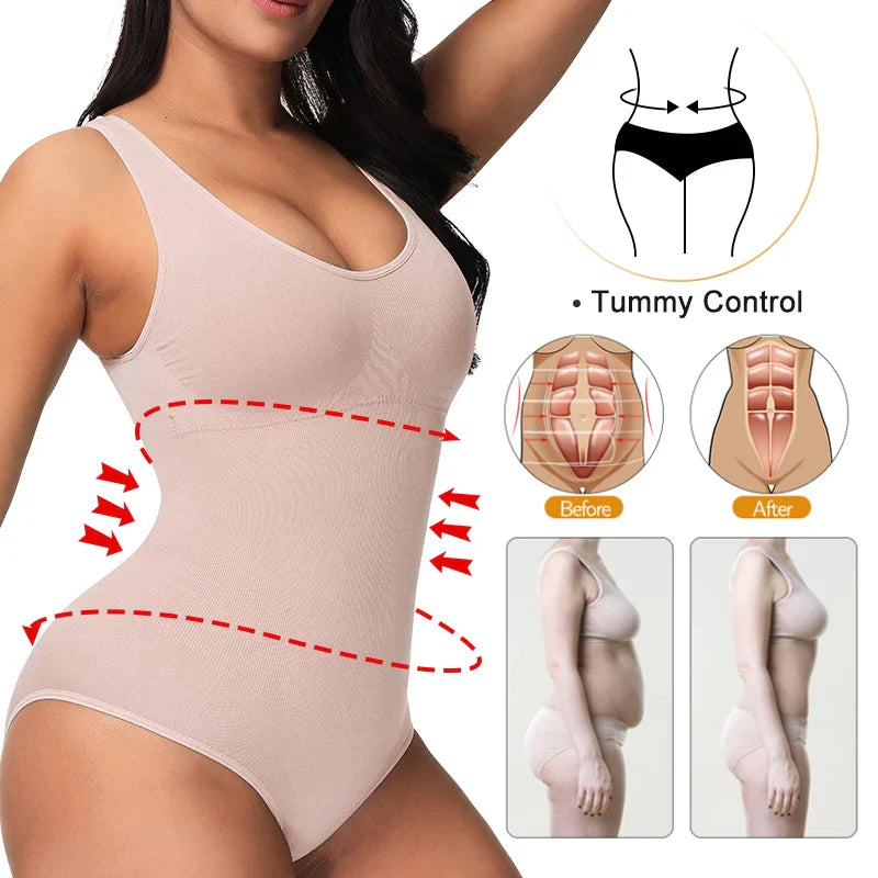 A seamless, one-piece bodysuit with a corset-inspired design to sculpt and flatter the figure.