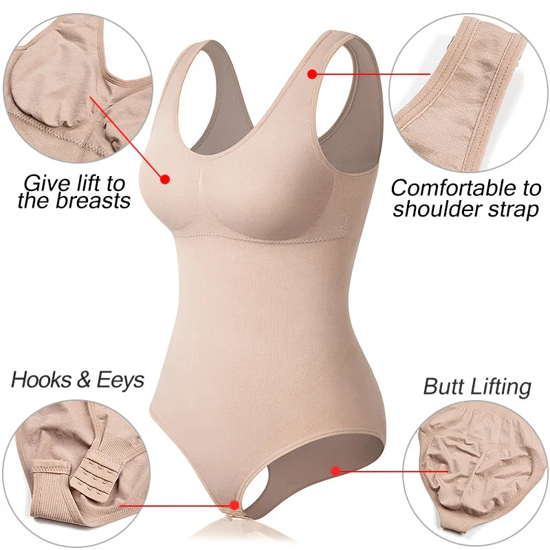 A seamless, one-piece bodysuit with a corset-inspired design to sculpt and flatter the figure.
