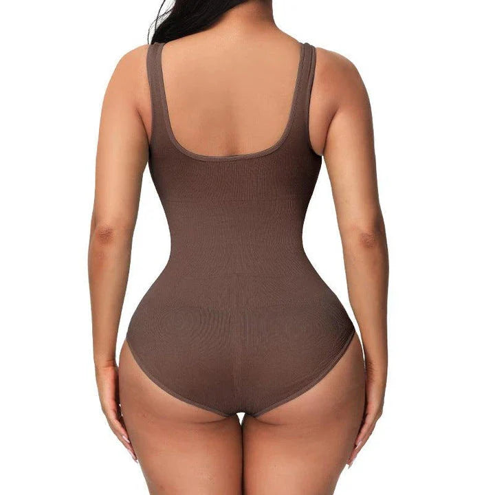A seamless, one-piece bodysuit with a corset-inspired design to sculpt and flatter the figure.