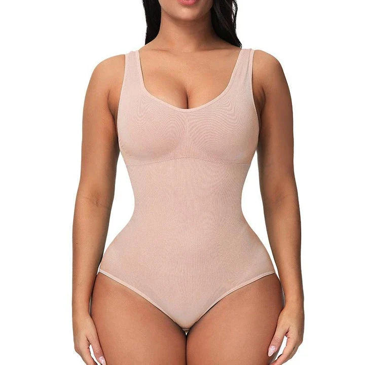 A seamless, one-piece bodysuit with a corset-inspired design to sculpt and flatter the figure.