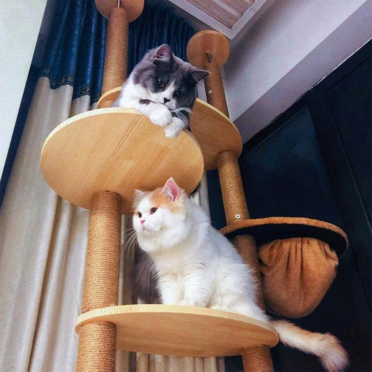 Wooden cat scratching post with sisal rope, suitable for cats of all sizes