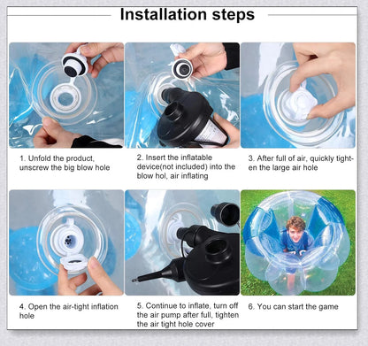 Inflatable bubble bumper ball for backyard, park, or amusement centre fun