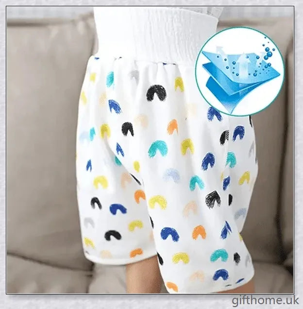 Anti-Bed Wetting Training Shorts in various colourful designs for potty training toddlers
