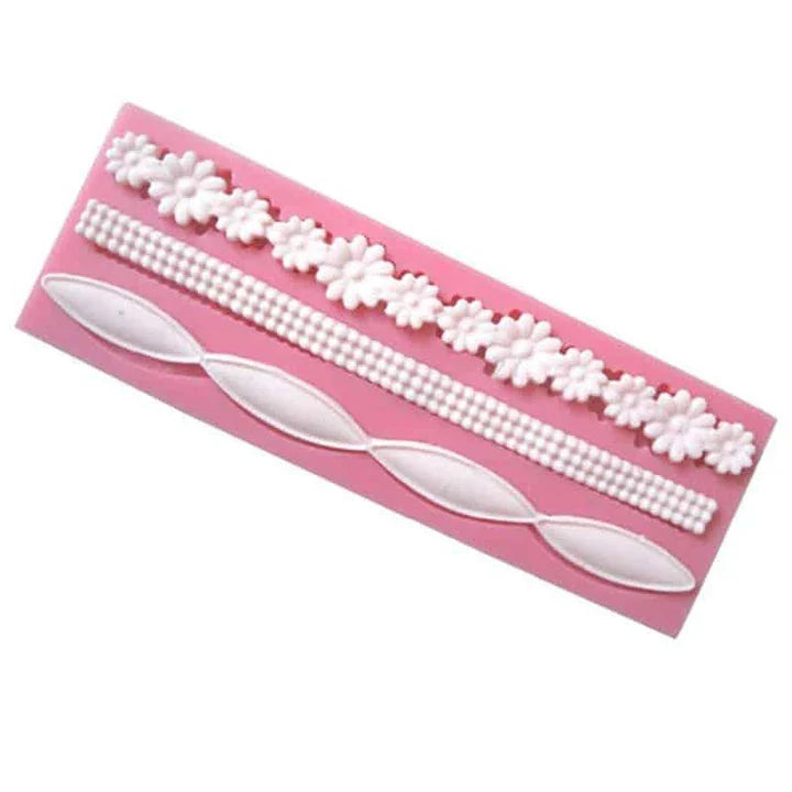 Premium 3D lace chain silicone cake mould for creating elegant and sophisticated cakes