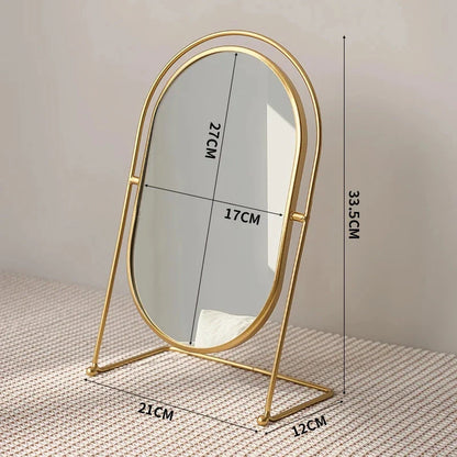 A large, minimalist desktop makeup mirror with a sleek black frame and a spacious viewing area for detailed grooming and makeup application.