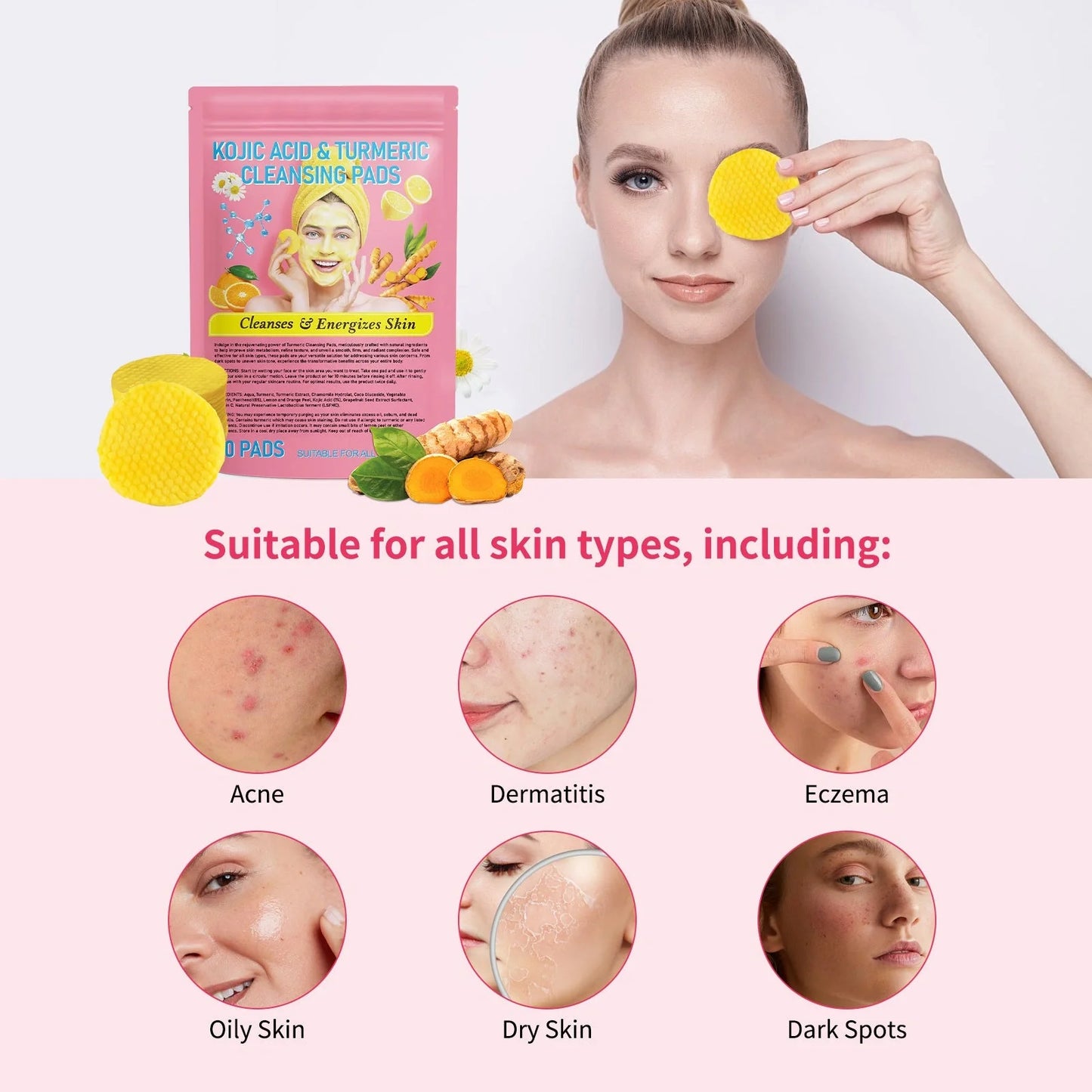 Turmeric Kojic Acid Cleansing Pads for radiant and clear skin