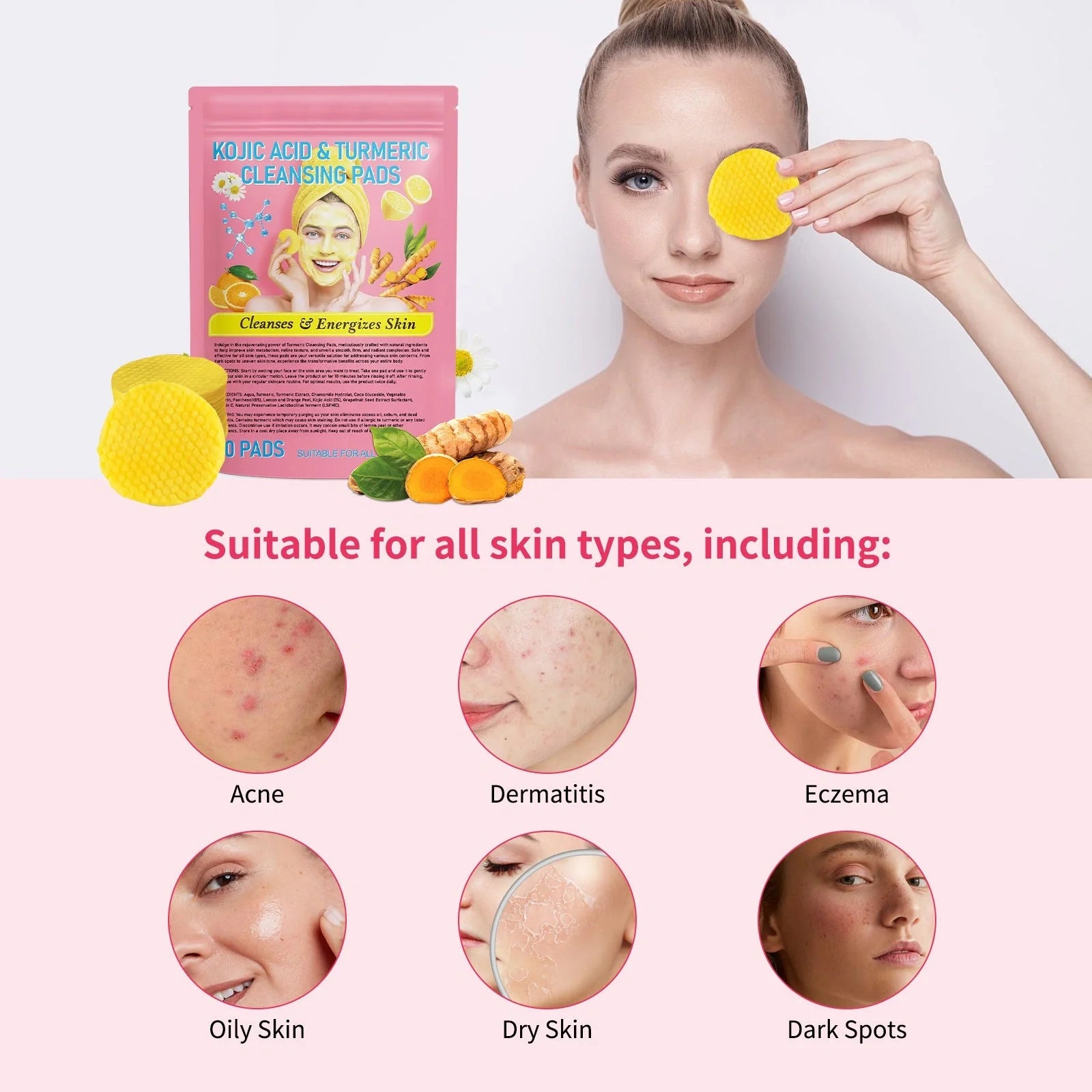 Turmeric Kojic Acid Cleansing Pads for radiant and clear skin